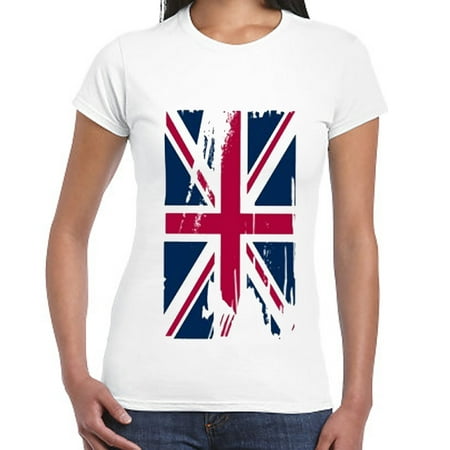 British Flag T-shirt UK Vintage Retro Look Short Sleeve Graphic Tee White
