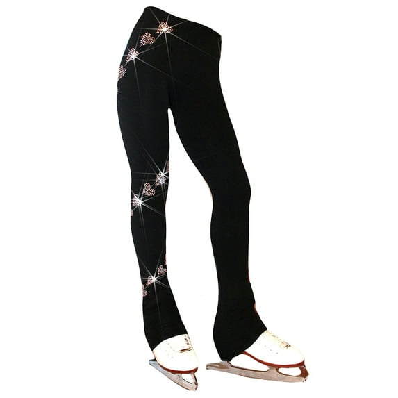 Ice Skating Pants with "Spiral Hearts" Rhinestones Design