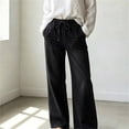 thumbnail image 4 of Miqool Wide Leg Jeans for Women Trendy Pleated High Waisted Drawstring Tie Elastic Waist Stretchy Denim Pants Trouser Jeans with Pockets, 4 of 7