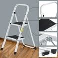 thumbnail image 2 of 2 Steps Ladder Safety Non Slip Mat Tread Foldable Kitchen Steel Step Stool White, 2 of 12