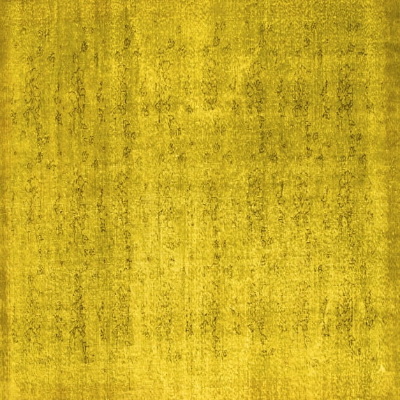 Ahgly Company Indoor Square Abstract Yellow Contemporary Area Rugs, 6' Square