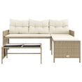 thumbnail image 3 of vidaXL Canapé de Jardin avec Table et Coussins en Forme de L Beige en Rotin Poly, 3 of 5