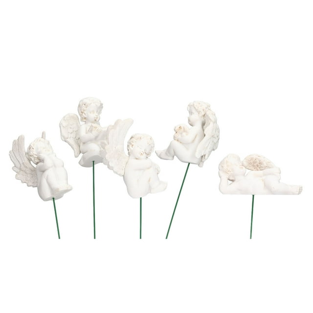 Figura de Ángel Blanco Bling Bling 5 Piezas de Cupido en Miniatura de Resina