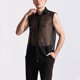 thumbnail image 4 of pstuiky Camisetas sin mangas para hombre, Cárdigan informal sin mangas con botones y cuello vuelto de encaje para hombre Chaleco para hombre m, 4 of 5