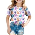 thumbnail image 4 of UngA Girls Easter Shirt Bunny Kids Graphic Tees Summer Short Sleeve Tops Funny Rabbit Toddler Girl T Shirts (Light Purple,12-13 Years), 4 of 6