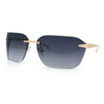 thumbnail image 5 of Womens Rimless Wrap Luxury Oversized Rectangle Metal Frame Sunglasses Gold - Smoke, 5 of 8