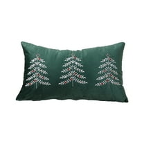 Wadada Christmas Pillow Covers 18x18 Inch Christmas Trees Winter Holiday Print Decorative Christmas Pillows Outdoor Pillowcase Farmhouse Linen Cushion Case Decor for Sofa Couch (Green,1PCS)