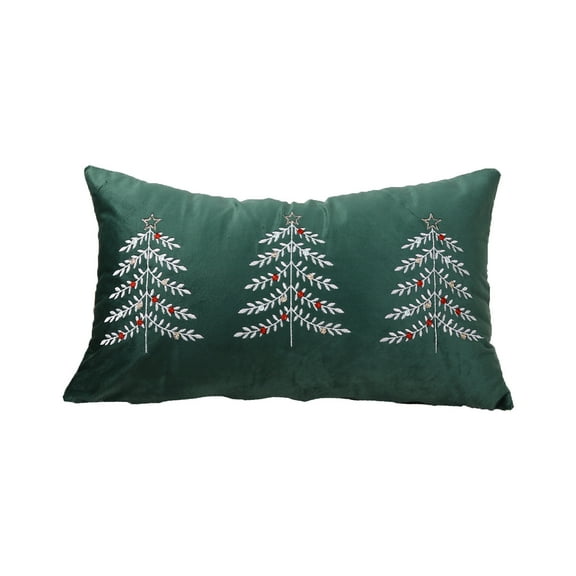 Wadada Christmas Pillow Covers 18x18 Inch Christmas Trees Winter Holiday Print Decorative Christmas Pillows Outdoor Pillowcase Farmhouse Linen Cushion Case Decor for Sofa Couch (Green,1PCS)