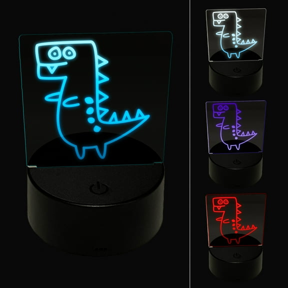 Tyrannosaurus Rex Dinosaur Doodle LED Night Light Sign 3D Illusion Desk Nightstand Lamp
