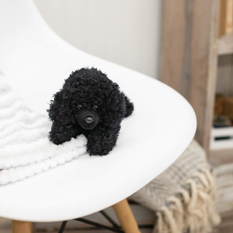 DEMDACO Poodle Stuffed Dog Curly Fuzzy Black 6 inch Plush Fabric