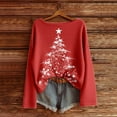thumbnail image 2 of Womens Merry Christmas Sweaters Xmas Tree Star Printed Long Sleeve Scoop Neck Tops Holiday Casual Pullover Knitted Tops Z001-Red L, 2 of 3