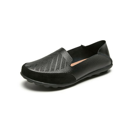 

Rotosw Women Casual Shoe Classic Loafers Comfort Flats Lightweight Slip On Boat Shoes Work Non-Slip Black 5