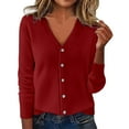 thumbnail image 2 of Womens Cardigan Sweaters Long Sleeve Knit V-Neck Button Down Fall Cardigans for Women Open Front Sweaters Fall Fashion Must Haves, 2 of 5