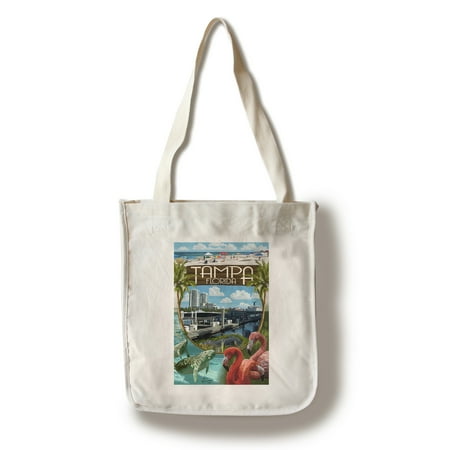 - Tampa, Florida - Montage - Lantern Press Artwork (100% Cotton Tote Bag - Reusable)