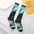 thumbnail image 4 of Daiia Sports Socks Black Panther Floral Illustration Printed Novelty Crew Socks for Men Women Knee High Socks Cotton Socks Soft & Breathable Support Unisex Socks, 4 of 9