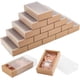 thumbnail image 1 of Paquete de 30 cajas rectangulares de cartón kraft marrón, de 6x3x1,5 pulgadas, con ventanas de PVC esmerilado para bombones, jabones artesanales y muestras de cosméticos., 1 of 7