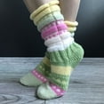thumbnail image 3 of MZXELPRJD No Show Socks Womens Winter Color Striped Tube Socks Warmth Color Matching Wool Socks, Womens Socks Size 9-11 Green, 3 of 7