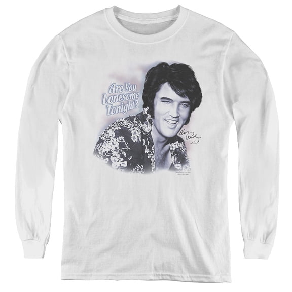 Elvis Presley Lonesome Tonight Youth Long Sleeve T-Shirt White
