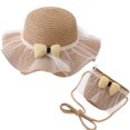 thumbnail image 2 of 50-52 cm circunferencia del sombrero sombrero para el sol para niños sombrero de paja para niñas lindo sombrero para el sol de verano sombrero de playa y conjunto de bolsa de paja, 2 of 6