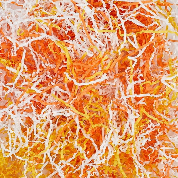 1set 1/2 LB Fall Color Shredded Paper Filler Thanksgiving Crinkle Cut Paper Shred Filler Bulk White Orange Gold Gift Filler Paper Shreds for Gift Wrapping Packaging Basket Filling Birthday Wedding
