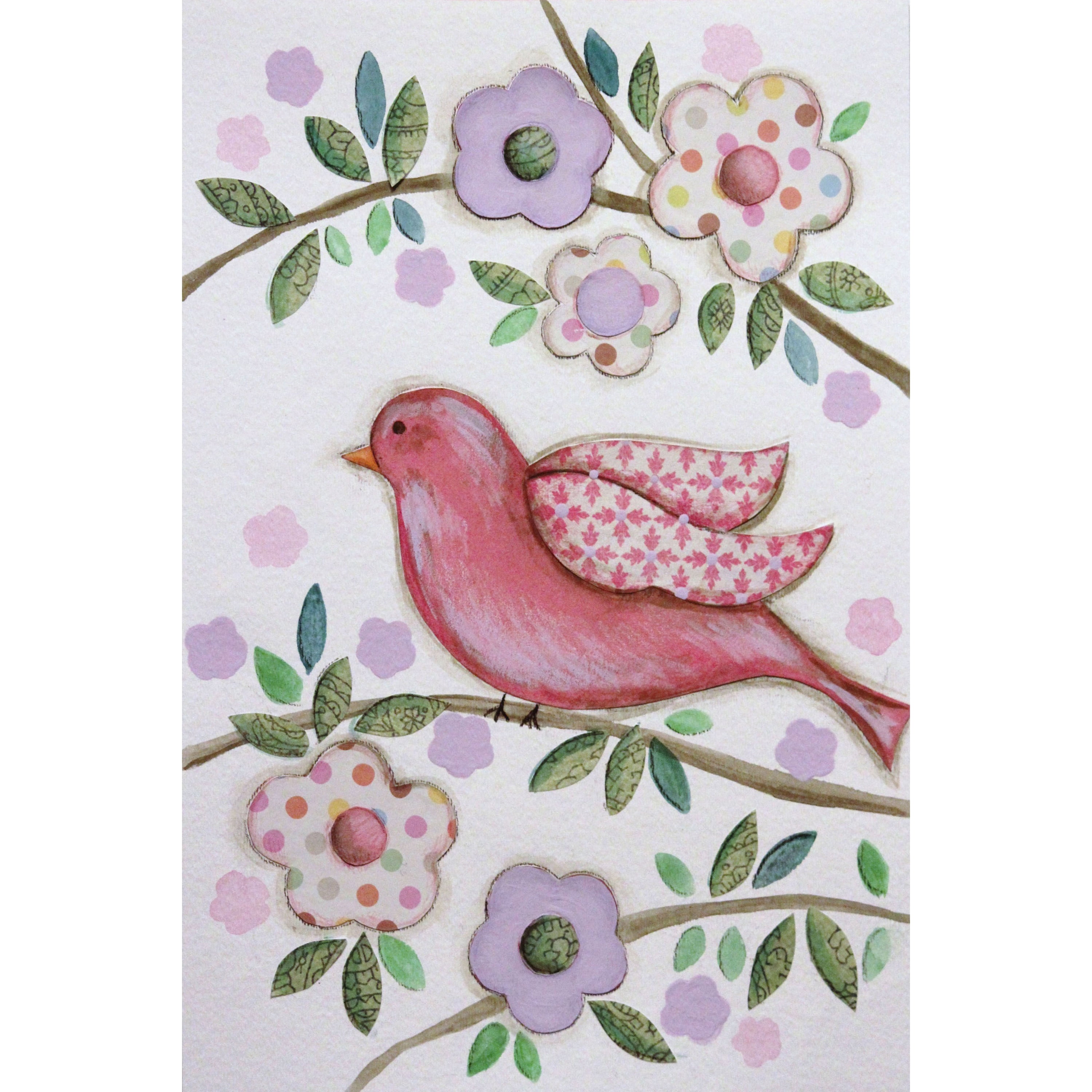 Marmont Hill "Collage Bird" by Reesa Qualia Painting Print on Wrapped Canvas