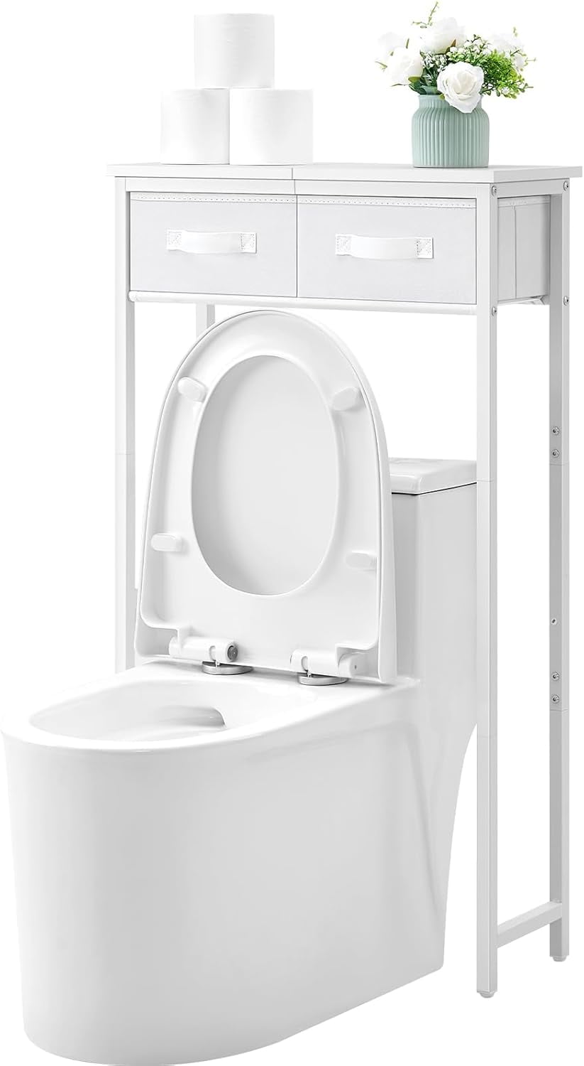 REIBII Over The Toilet Storage Cabinet - 6 Tier Bathroom Shelf With Adjustable Feet & Hooks