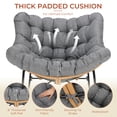 thumbnail image 6 of Pirecart Rocking Papasan Chair, Oversized Padded Lounge Rocker with Cushion, Large Indoor / Outdoor Rocking Recliner for Living Room/Porch/Garden, Dark Gray, 6 of 10