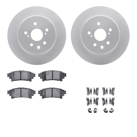 Dynamic Friction Company Rear Geospec Brake Rotors with 5000 Advanced Brake Pads includes Hardware 4512-75055