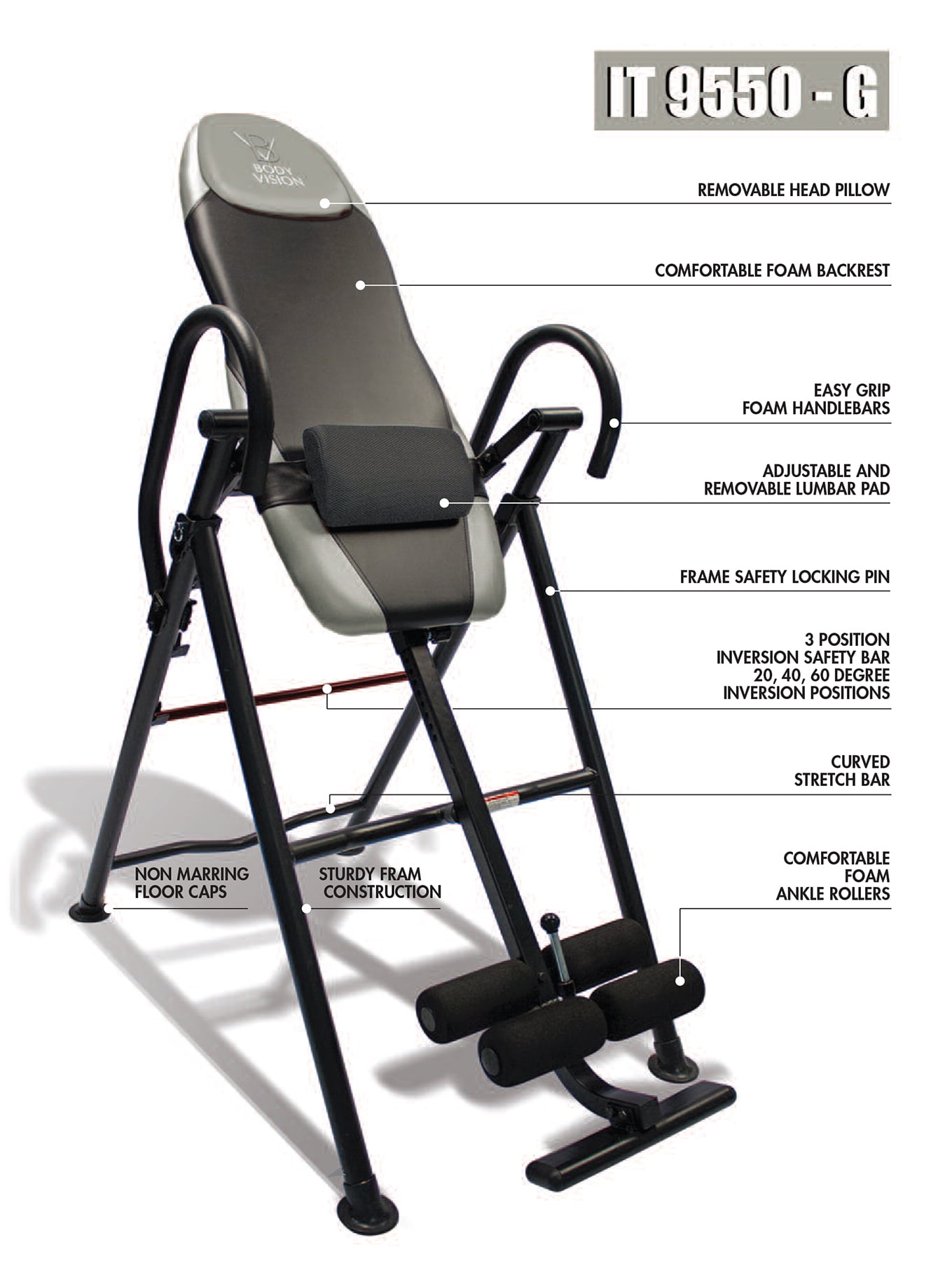 Body Vision Back Relief Inversion Table Itm 9550g Walmartcom Walmartcom