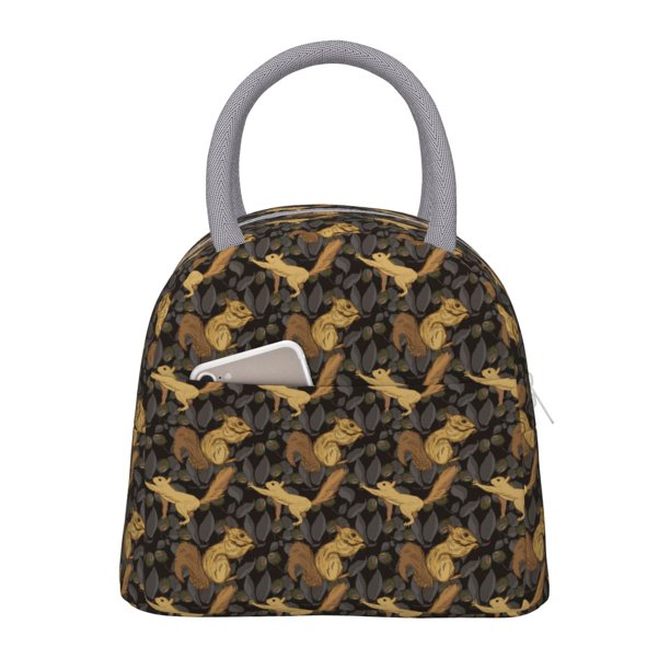 Fotbe Squirrel Gathering Nuts Bolsa de Almuerzo con Estampado, Lonchera Aislada, Contenedor de Comida Reutilizable Tipo Cooler a Prueba de Fugas