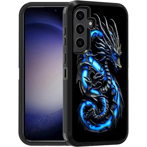 Designed for Samsung Galaxy S25 Case, Military Grade Heavy Duty 3-Layer Shockproof Full-Body Protective Cover for Samsung Galaxy S25 5G (6.2", 2025), Blue Dragon