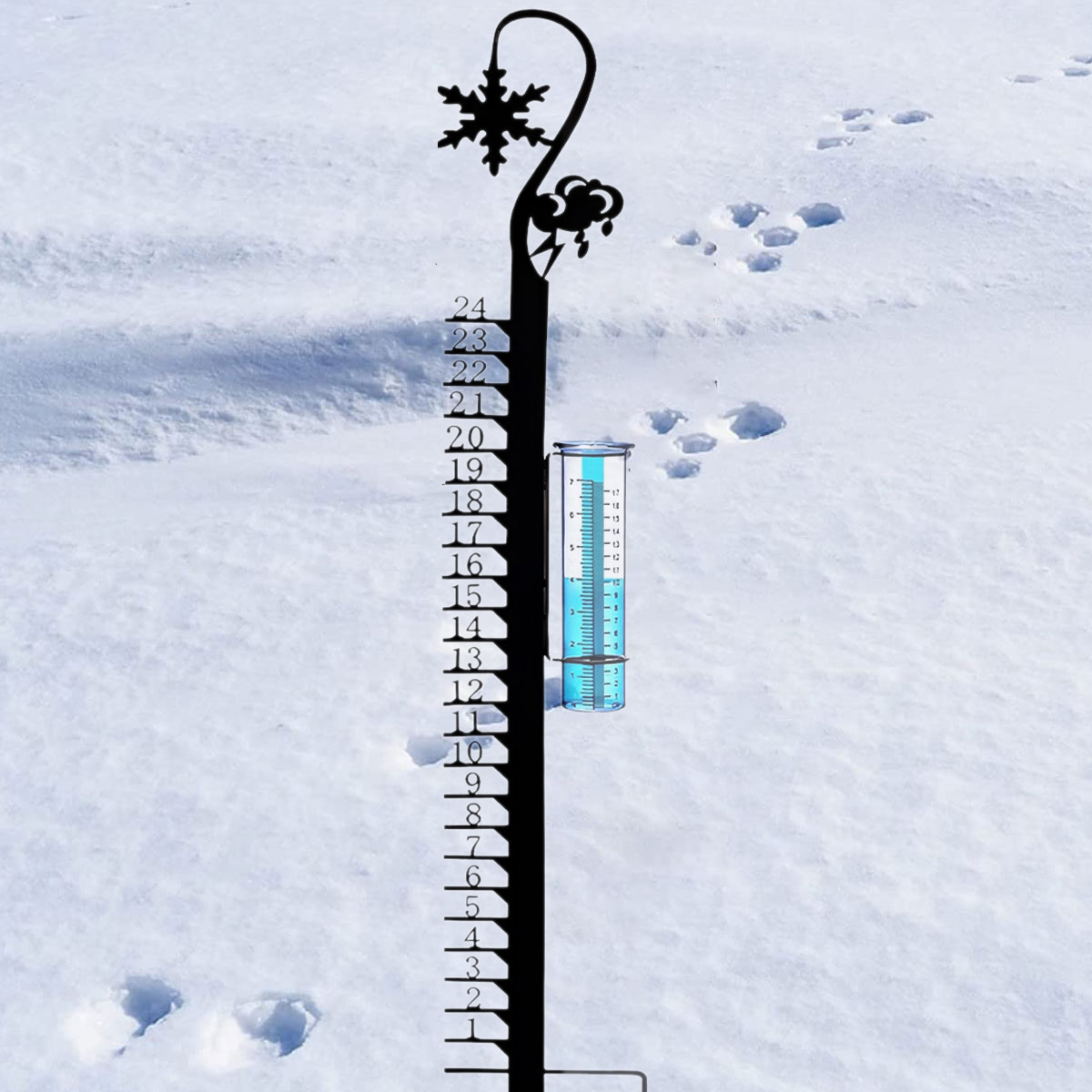 OROMYO Snow Gauge for Yard Snow Depth Gauge Feet DualPurpose Snowflake