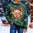 thumbnail image 3 of Christmas Sweatshirt for Men Women Long Sleeve Loose Casual Crewneck Ribbed Texture Snowflake and Reindeer Print Pullover, 3 of 6