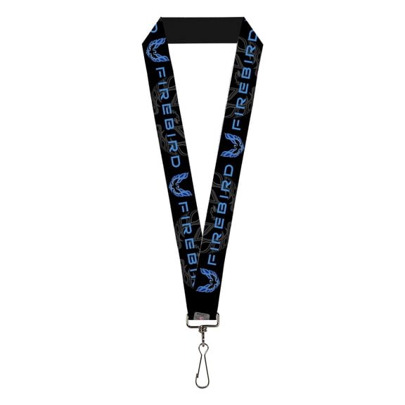 GM General Motors Lanyard, Pontiac Firebird Logo Black Grays Blues, Elastic