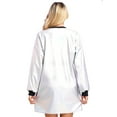 thumbnail image 3 of YONGHS Women Shiny Rave Outfits Long Sleeve T-Shirt Dress Loose Mini Dress Disco Dance Clubwear Holographic Silver XL, 3 of 7