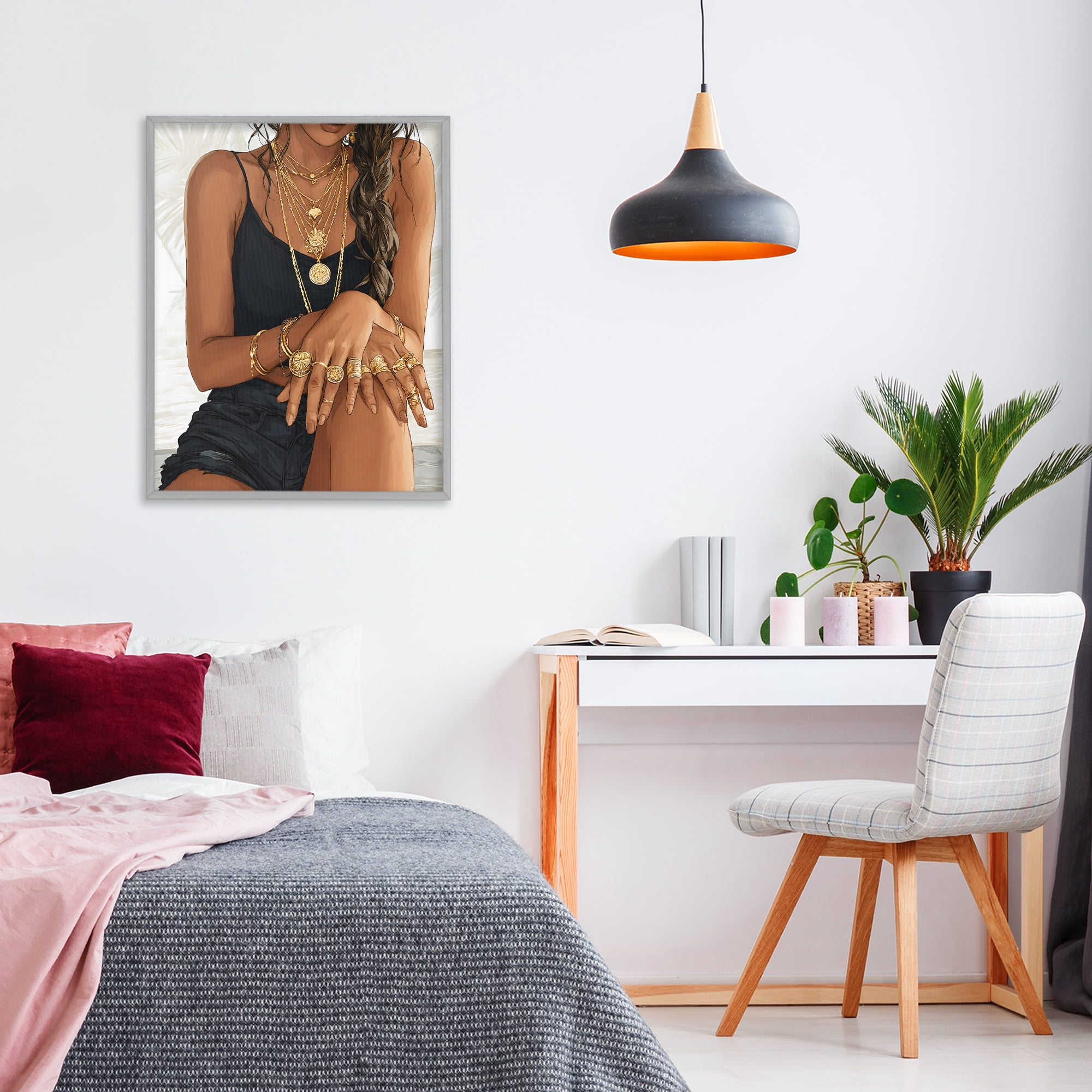 Stupell Industries All The Bling Adornments Gray Framed Giclee Art, design by Franklyn Gregory