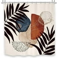 thumbnail image 6 of Abstract Boho Chic Shower Curtain 71Wx71H Inch Mid Century Navy Blue Geometric Shower Curtain for Bathroom Modern Aesthetic Burnt Orange Neutral Plant Minimalist Bathtub Accessories Home Decor, 6 of 6