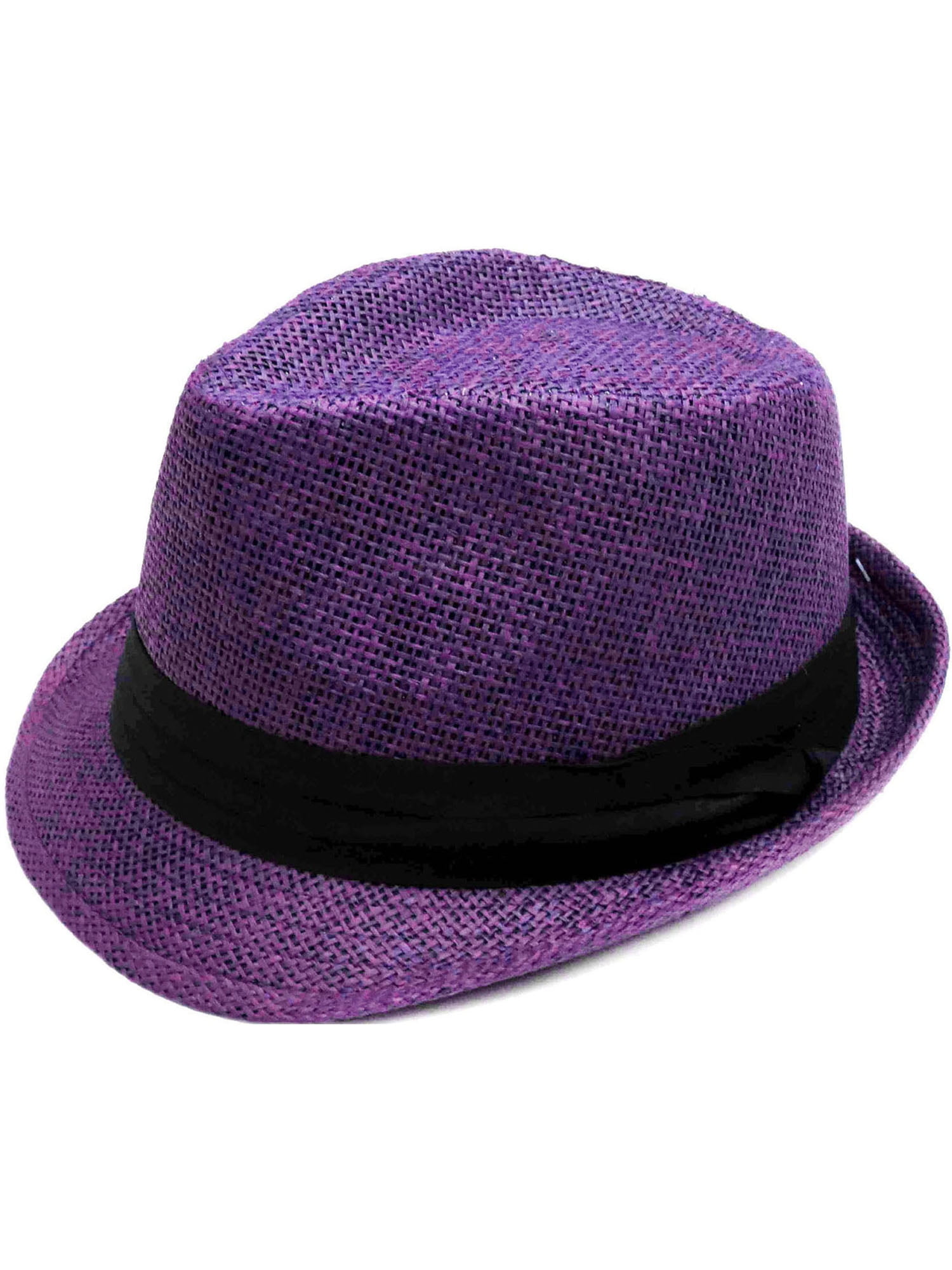 purple trilby hat