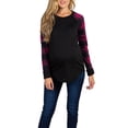 thumbnail image 3 of Gvmfive Women Long Sleeve Checked Print Maternity T-Shirt Pregnancy Clothes, 3 of 6
