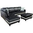 thumbnail image 3 of Lifestyle Furniture LSF09511A 3 Piece Left Facing Sectional Sofa Set with Ottoman, Faux Leather - Black & White, 3 of 6