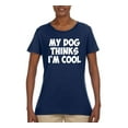 thumbnail image 2 of My Dog Thinks I'm Cool Funny Dog Lover Dog Lover Womens Graphic T-Shirt, Navy, 3XL, 2 of 3
