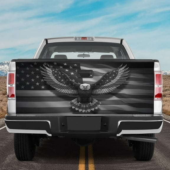 Lotusprinthandmade America Flag Eagle Tailgate Wrap 2 Sizes (24"x58"), eagle with america flag tailgate wrap