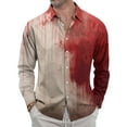 thumbnail image 2 of Domuza Button Up Shirt Men Long Sleeve Halloween Novelty Novelty Print Loose Fit Tshirts Lightweight Casual Lapel Dress Shirts for Halloween Party Vermilion 3XL, 2 of 7