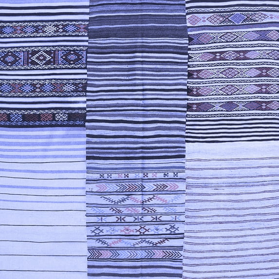 Ahgly Company Machine Washable Indoor Square Patchwork Blue Transitional Area Rugs, 3' Square
