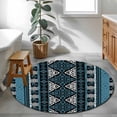 thumbnail image 4 of Area Rug 48in, Southwestern Aztec Blue Geometric Floor Carpet Living Room Rug, Vintage Tribal Pattern Non-Slip Welcome Mat Indoor Rugs for Bedroom Dining Room, 4 of 9
