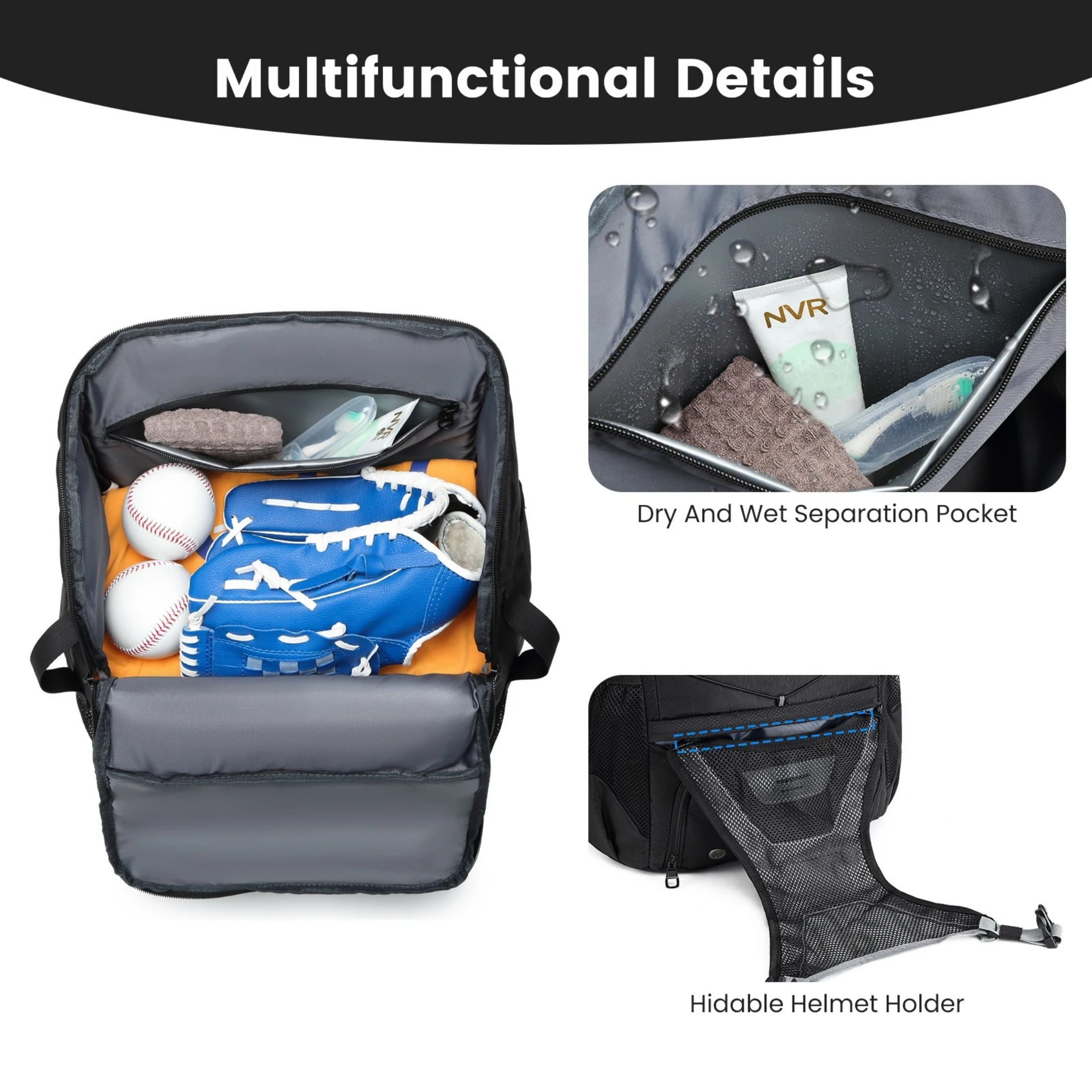 Baseball Sports Backpack – Waterproof & Durable Training Duffel Bag with Multiple Compartments, Ventilated Shoe Storage, and Padded Laptop Sleeve for Athletes & Outdoor Use