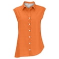thumbnail image 4 of Women's Tops, Tees & Blouses Cotton Linen Sleeveless Collared Oversized Work Womens Spring Summer Shirts, 4 of 4