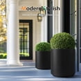 thumbnail image 2 of Round Planter Outdoor Indoor, Large Plant Pots for Porch, Patio, Backyard, Modern Decor for Tall Plants, Flowers (Black, 16 inch - 2 Pack), 2 of 11