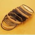 thumbnail image 3 of Sunsoul By Touchstone "Colorful 2 Dozen Bangle Collection" Indian Bollywood Alloy Metal Textured Black Golden Designer Jewelry Bangle Bracelets Set Of 24. In Antique Gold Tone For Women, 3 of 3