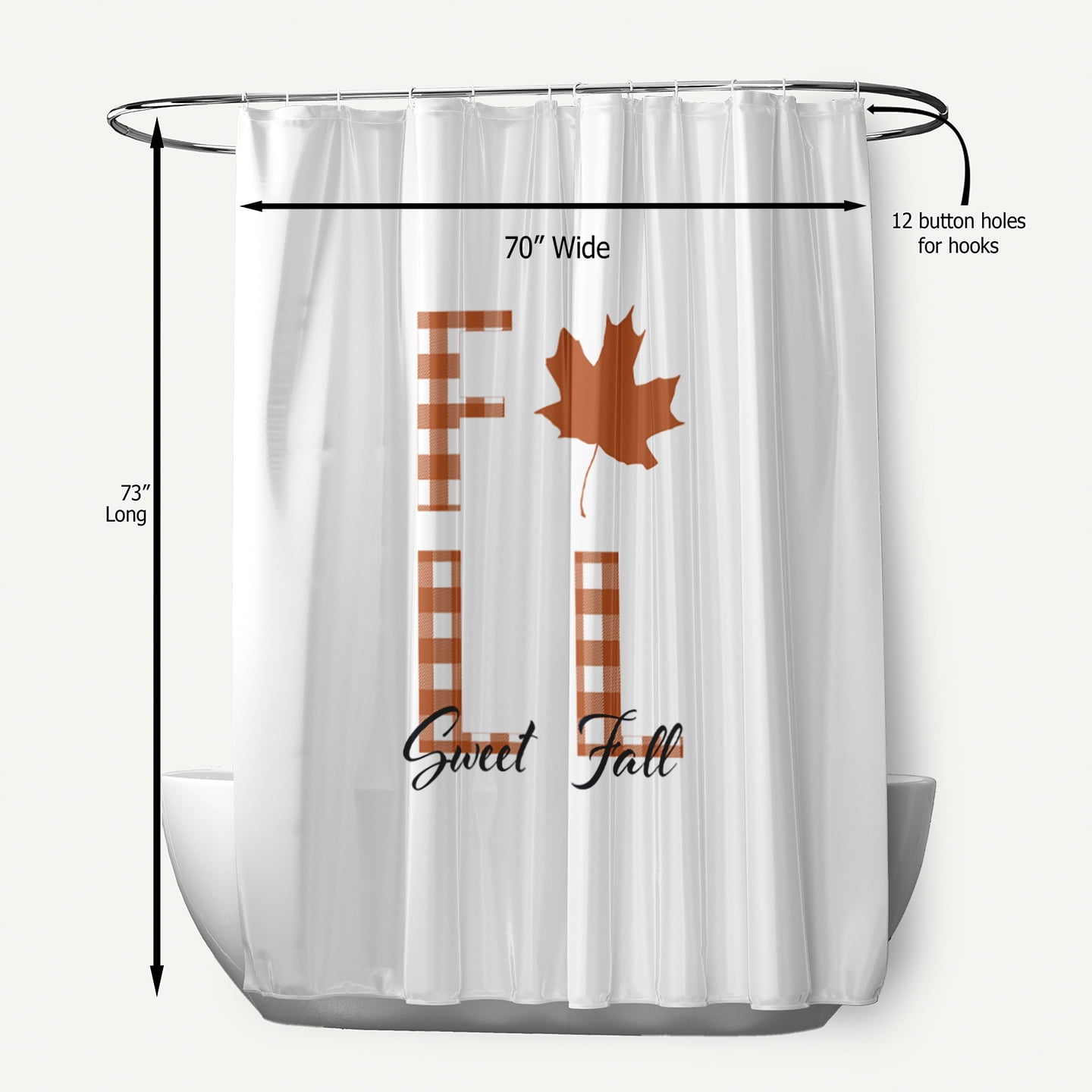 Simply Daisy 70" W x 73" L Sweet Fall Polyester Shower Curtain, Nutmeg [1 Ct]